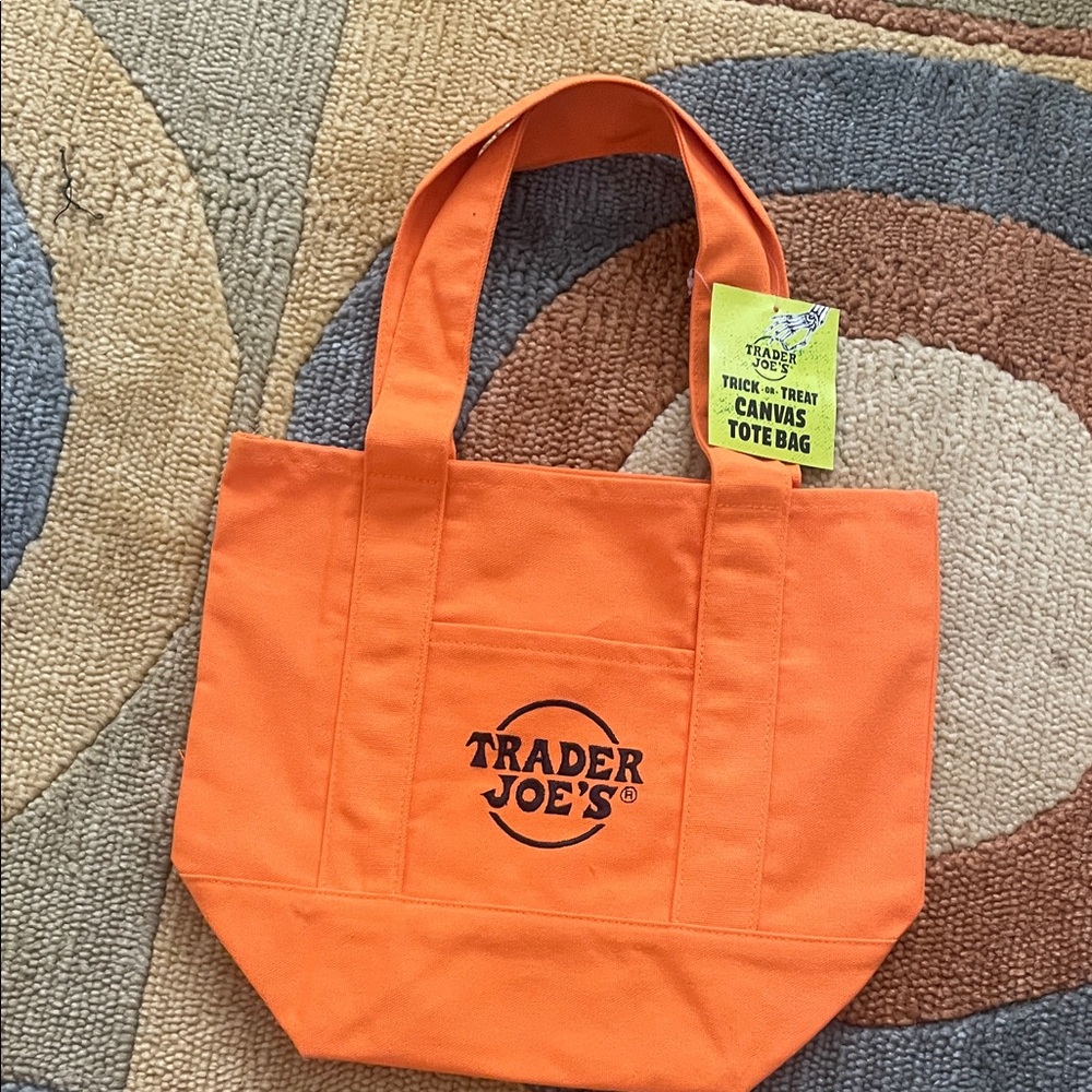 Trader Joe's Orange Trick or Treat Mini Fall Canvas Tote